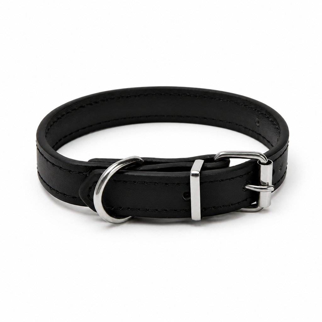 Collier en cuir pour chien rose