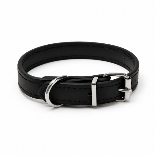 Collier en cuir pour chien rose