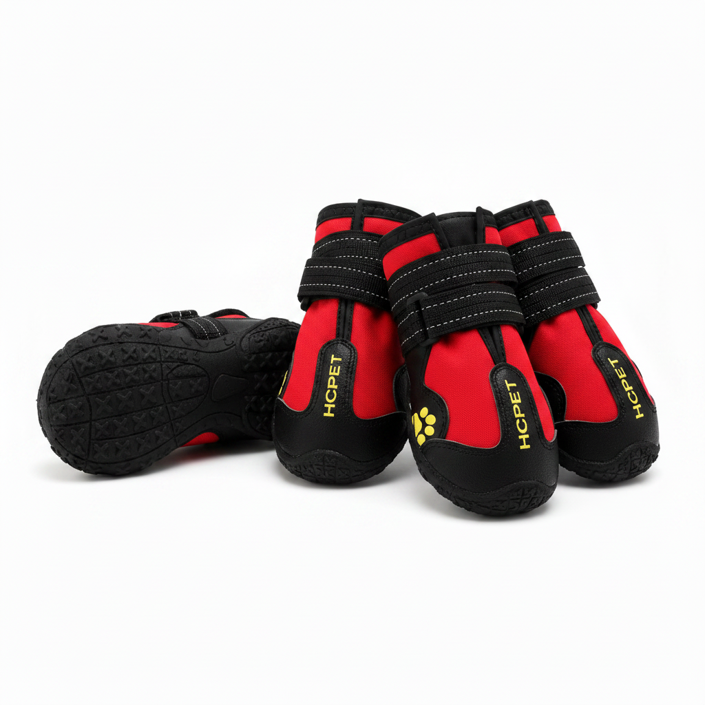 Bottes de protection pour chien rouge antidérapantes lot de 4